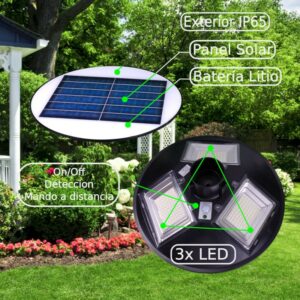 Farola LED Solar Jardín UFO 1500 Lúmenes 150W 6000K