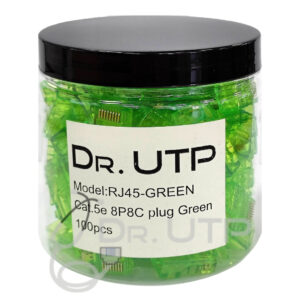 Conector RJ45 CAT.5e Color Verde, Tarro de 100 unidades